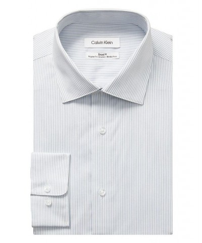 Men's Steel Regular Fit Stretch Wrinkle Free Dress Shirt Blue $22.52 Dress Shirts