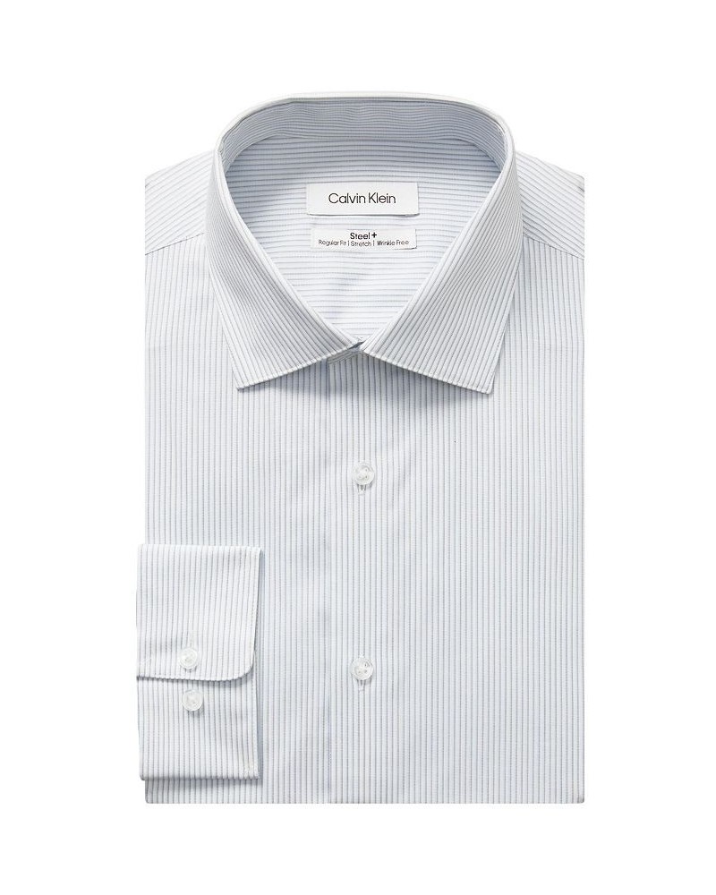 Men's Steel Regular Fit Stretch Wrinkle Free Dress Shirt Blue $22.52 Dress Shirts