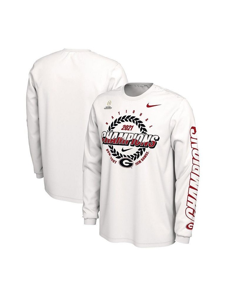 Men's White Georgia Bulldogs College Football Playoff 2021 National Champions Expression Long Sleeve T-shirt $17.28 T-Shirts