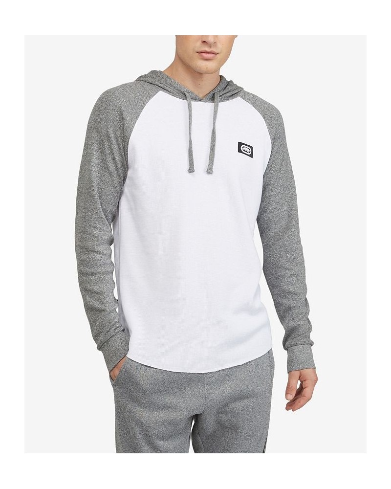 Men's Mixed Up Raglan Hooded Thermal Sweater Open White $20.64 Sweatshirt