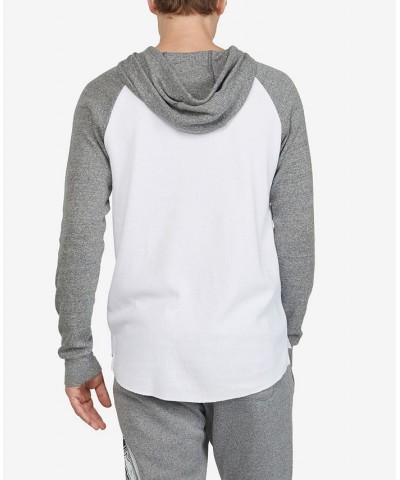 Men's Mixed Up Raglan Hooded Thermal Sweater Open White $20.64 Sweatshirt