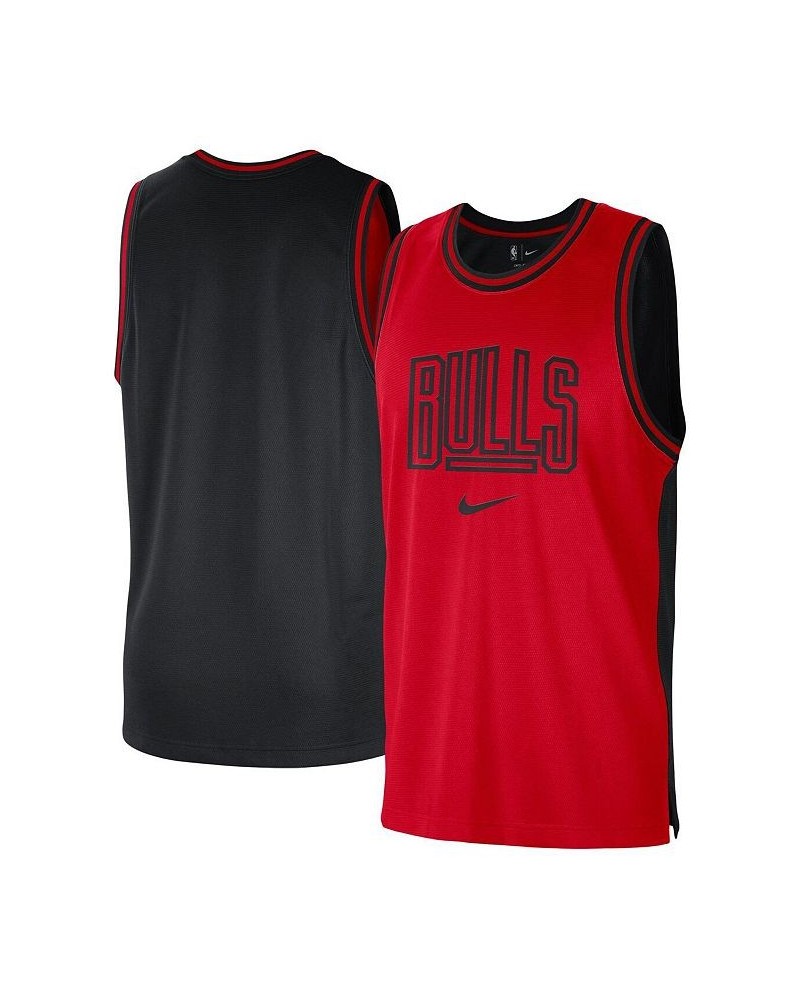 Men's Red, Black Chicago Bulls Courtside Versus Force Split DNA Performance Mesh Tank Top $21.20 T-Shirts