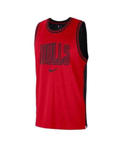 Men's Red, Black Chicago Bulls Courtside Versus Force Split DNA Performance Mesh Tank Top $21.20 T-Shirts