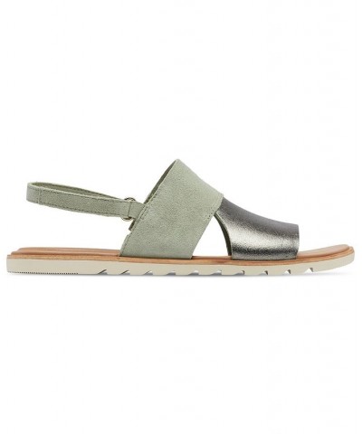 Women's Ella II Slingback Flat Sandals Green $48.00 Shoes