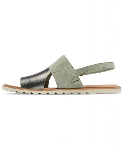 Women's Ella II Slingback Flat Sandals Green $48.00 Shoes