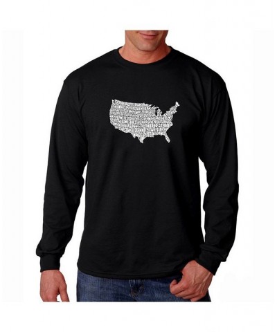 Men's Word Art Long Sleeve T-Shirt - The Star Spangled Banner Black $23.99 T-Shirts