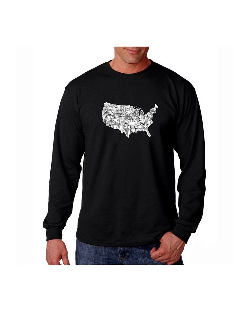 Men's Word Art Long Sleeve T-Shirt - The Star Spangled Banner Black $23.99 T-Shirts