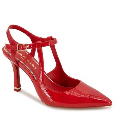 Women's Romi Ankle Sling Pumps Red $66.72 Shoes