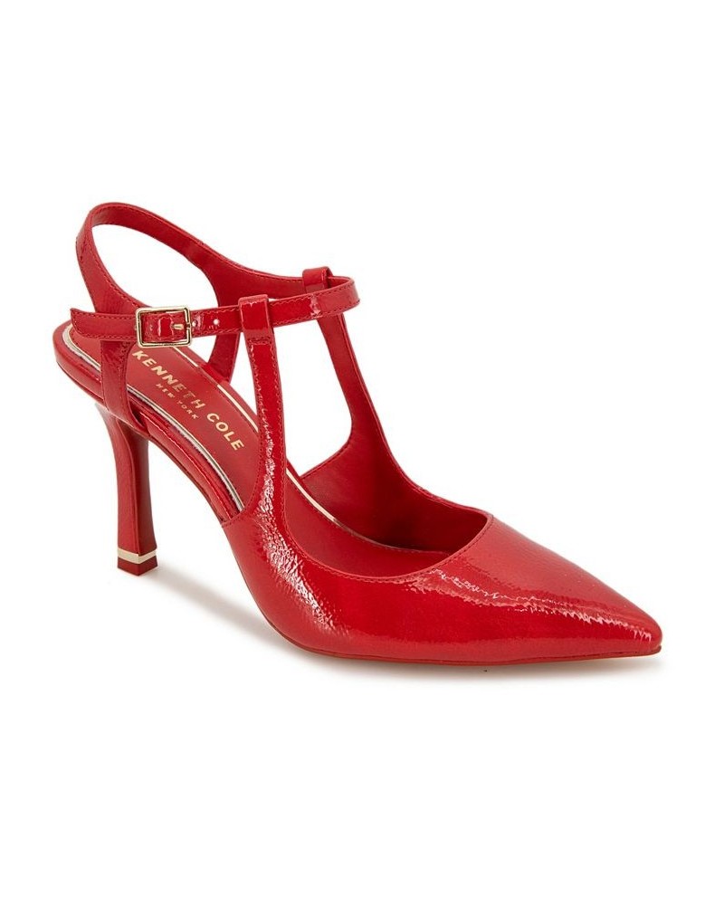 Women's Romi Ankle Sling Pumps Red $66.72 Shoes