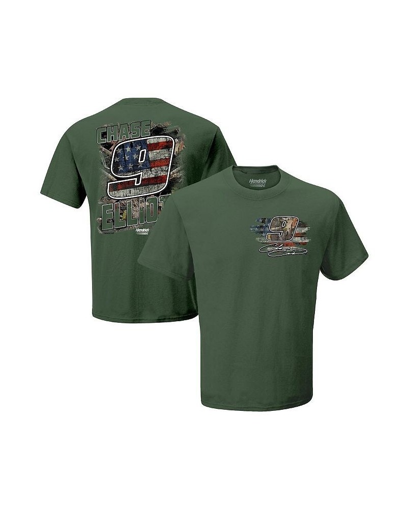 Men's Olive Chase Elliott Camo Patriotic T-shirt $15.80 T-Shirts