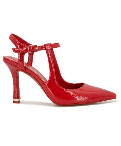 Women's Romi Ankle Sling Pumps Red $66.72 Shoes