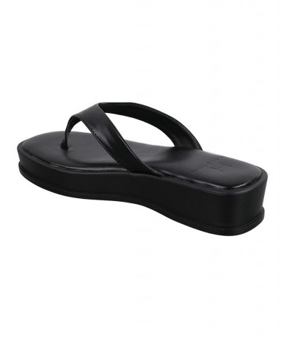 Women's Soula Slip On Thong Platform Sandals Black $31.96 Shoes