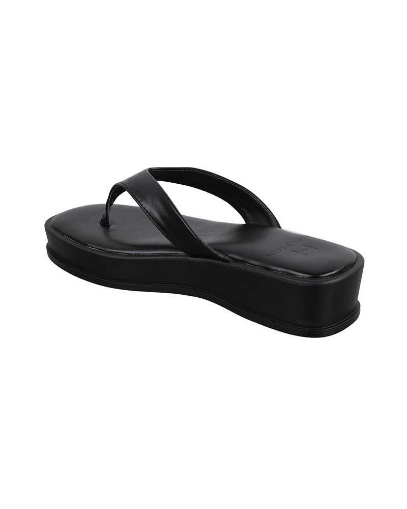 Women's Soula Slip On Thong Platform Sandals Black $31.96 Shoes