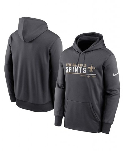 Men's Anthracite New Orleans Saints Prime Logo Name Split Pullover Hoodie $43.20 Sweatshirt