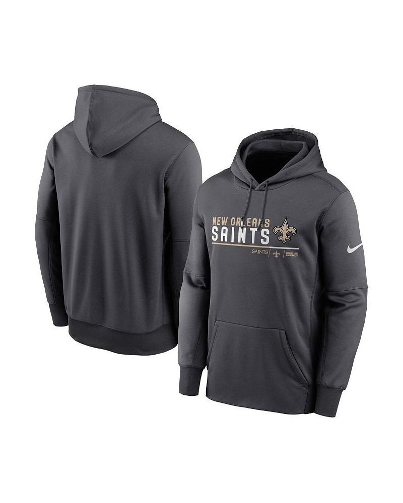 Men's Anthracite New Orleans Saints Prime Logo Name Split Pullover Hoodie $43.20 Sweatshirt