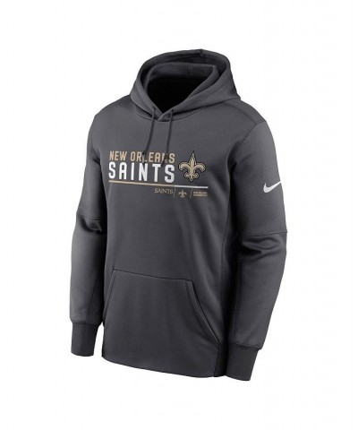 Men's Anthracite New Orleans Saints Prime Logo Name Split Pullover Hoodie $43.20 Sweatshirt