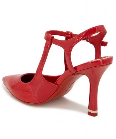 Women's Romi Ankle Sling Pumps Red $66.72 Shoes