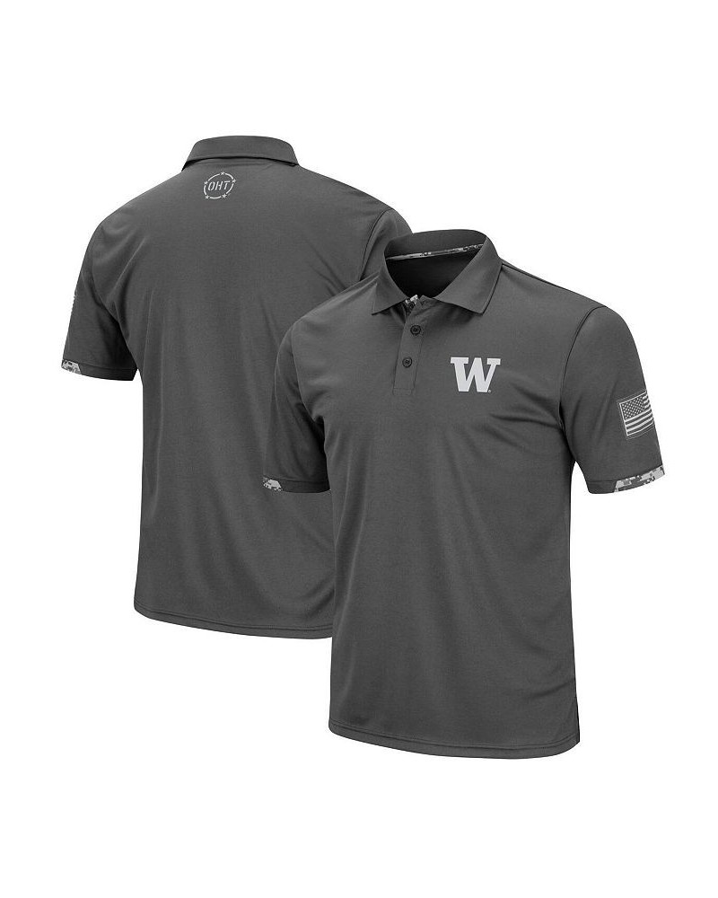 Men's Charcoal Washington Huskies Operation Hat Trick Military-Inspired Appreciation Digi Camo Polo Shirt $27.50 Polo Shirts