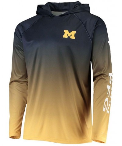 Men's Navy Michigan Wolverines Terminal Tackle Omni-Shade UPF 50 Long Sleeve Hooded T-shirt $30.79 T-Shirts