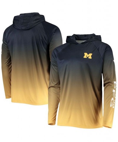 Men's Navy Michigan Wolverines Terminal Tackle Omni-Shade UPF 50 Long Sleeve Hooded T-shirt $30.79 T-Shirts