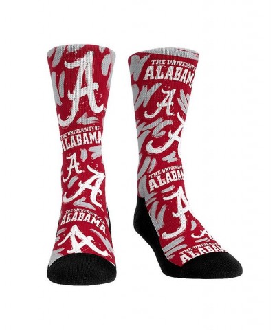 Men's and Women's Socks Alabama Crimson Tide Allover Logo and Paint Crew Socks $12.90 Socks