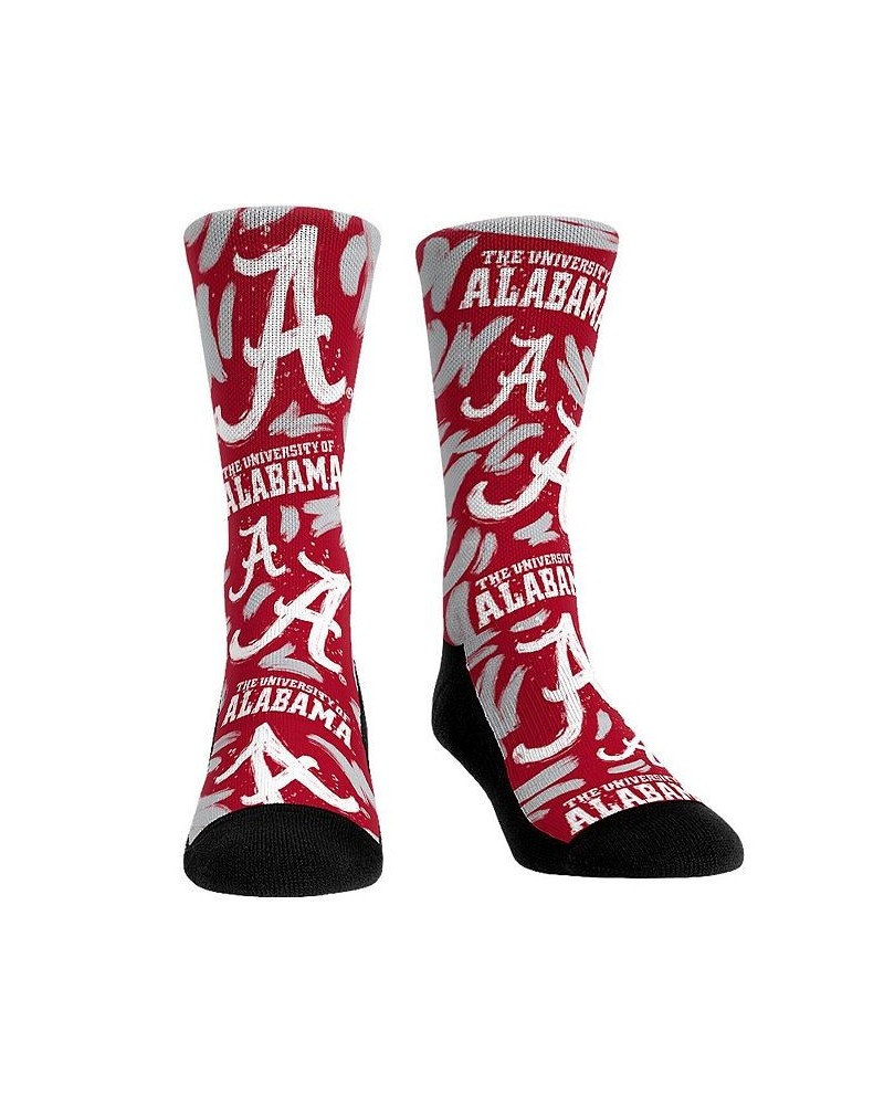 Men's and Women's Socks Alabama Crimson Tide Allover Logo and Paint Crew Socks $12.90 Socks