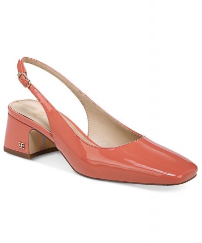 Terra Snip-Toe Slingback Block-Heel Pumps Pink $52.50 Shoes