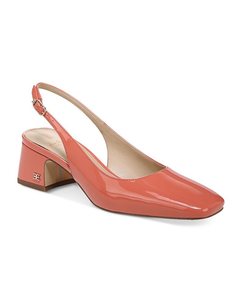 Terra Snip-Toe Slingback Block-Heel Pumps Pink $52.50 Shoes