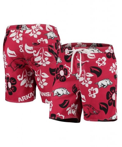 Men's Cardinal Arkansas Razorbacks Floral Volley Logo Swim Trunks $31.50 Swimsuits