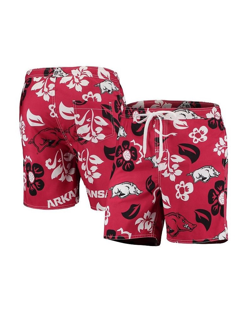 Men's Cardinal Arkansas Razorbacks Floral Volley Logo Swim Trunks $31.50 Swimsuits