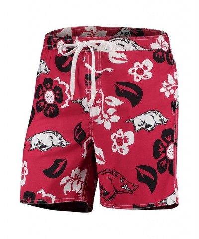 Men's Cardinal Arkansas Razorbacks Floral Volley Logo Swim Trunks $31.50 Swimsuits