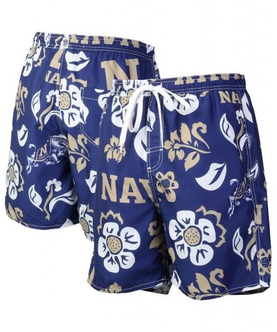 Men's Navy Navy Midshipmen Floral Volley Logo Swim Trunks $30.80 Swimsuits