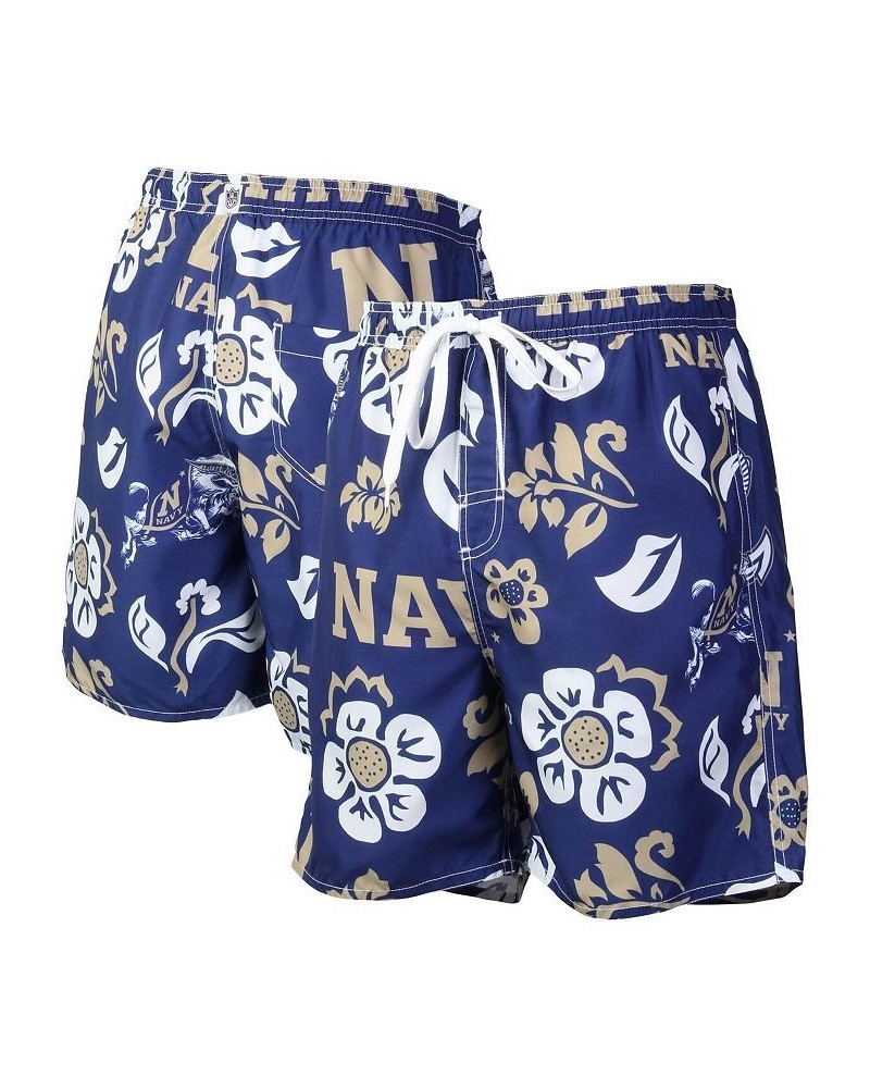 Men's Navy Navy Midshipmen Floral Volley Logo Swim Trunks $30.80 Swimsuits