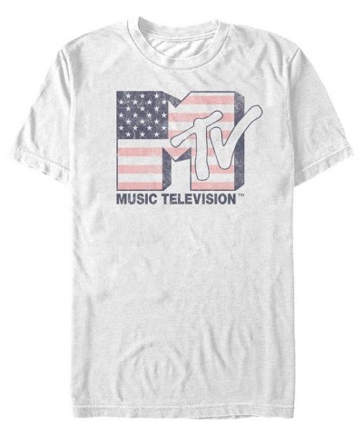 MTV Men's American Flag Logo Short Sleeve T-Shirt White $16.80 T-Shirts