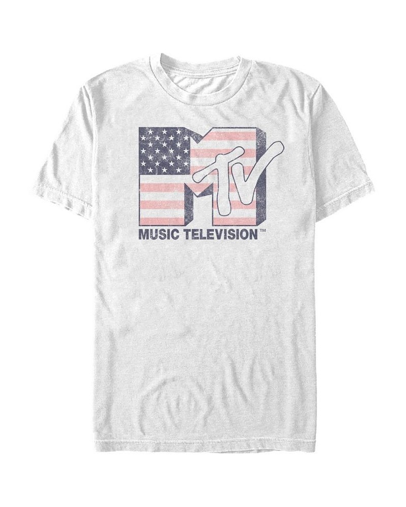 MTV Men's American Flag Logo Short Sleeve T-Shirt White $16.80 T-Shirts