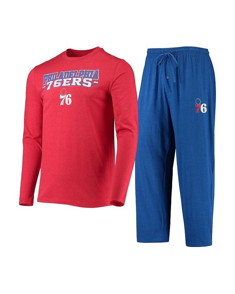 Men's Royal, Red Philadelphia 76ers Long Sleeve T-shirt and Pants Sleep Set $29.40 Pajama