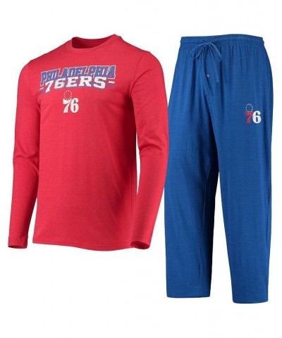 Men's Royal, Red Philadelphia 76ers Long Sleeve T-shirt and Pants Sleep Set $29.40 Pajama