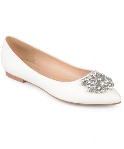 Women's Renzo Jeweled Flats Ivory/Cream $51.99 Shoes