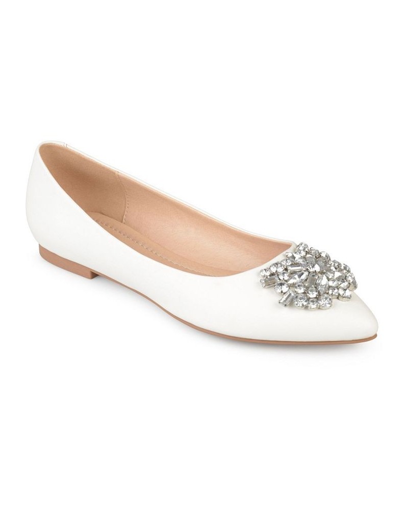 Women's Renzo Jeweled Flats Ivory/Cream $51.99 Shoes