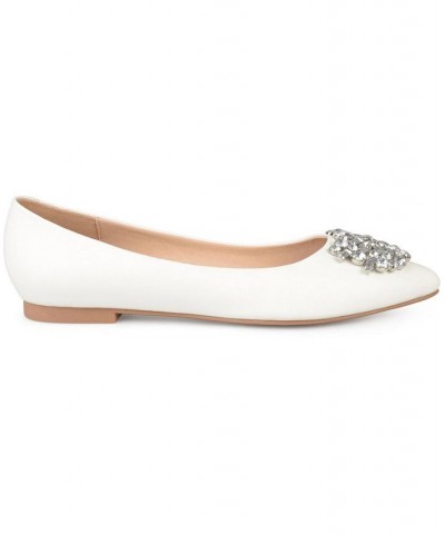 Women's Renzo Jeweled Flats Ivory/Cream $51.99 Shoes