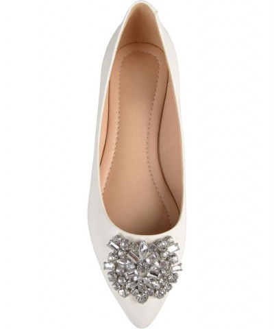 Women's Renzo Jeweled Flats Ivory/Cream $51.99 Shoes