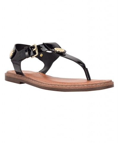 Women's Bennia Thong Sandals Black Patent $34.50 Shoes