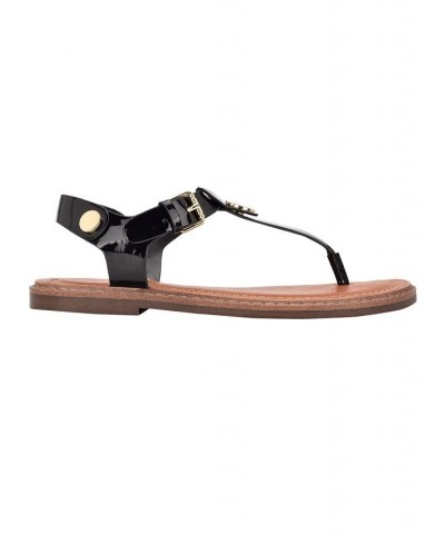 Women's Bennia Thong Sandals Black Patent $34.50 Shoes