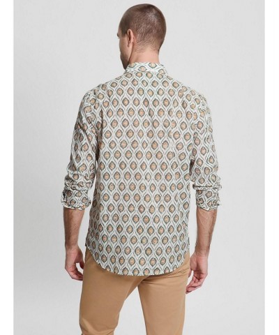 Men's Collins Printed Button-Down Folded Collar Shirt Multi $40.59 Shirts