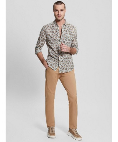 Men's Collins Printed Button-Down Folded Collar Shirt Multi $40.59 Shirts