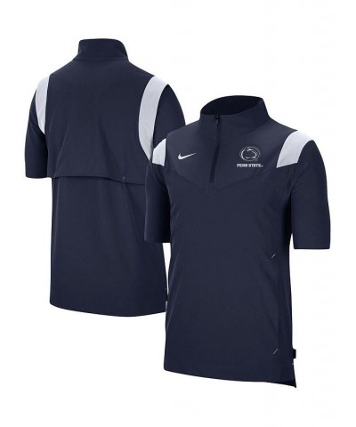 Men's Navy Penn State Nittany Lions Coach Short Sleeve Quarter-Zip Jacket $43.19 Jackets