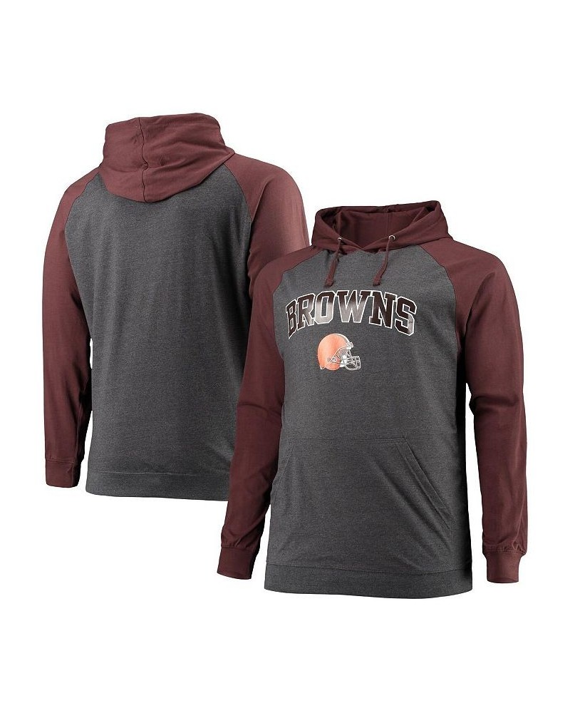 Men's Branded Brown, Heathered Charcoal Cleveland Browns Big and Tall Lightweight Raglan Pullover Hoodie $29.40 Sweatshirt