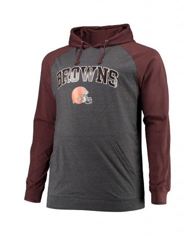 Men's Branded Brown, Heathered Charcoal Cleveland Browns Big and Tall Lightweight Raglan Pullover Hoodie $29.40 Sweatshirt