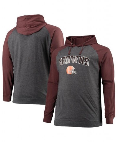 Men's Branded Brown, Heathered Charcoal Cleveland Browns Big and Tall Lightweight Raglan Pullover Hoodie $29.40 Sweatshirt