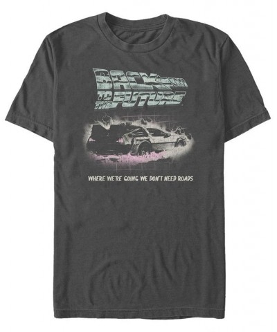 Back to the Future Franchise Men's Delorean We Don't Need Roads Short Sleeve T-Shirt Gray $18.19 T-Shirts